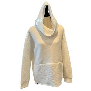 Fabletics white funnel hood sweatshirt, size M